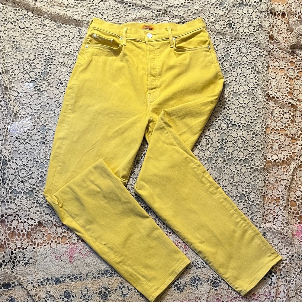MOTHER The Tune Up Yellow Ankle Jeans Button Fly